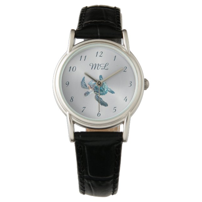 Montre 3D Turtle Silver Monogram (devant)