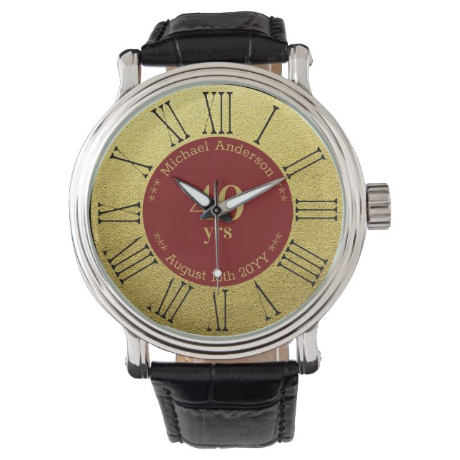Montre 40 ans de retraite ou anniversaire Personnalisé (devant)
