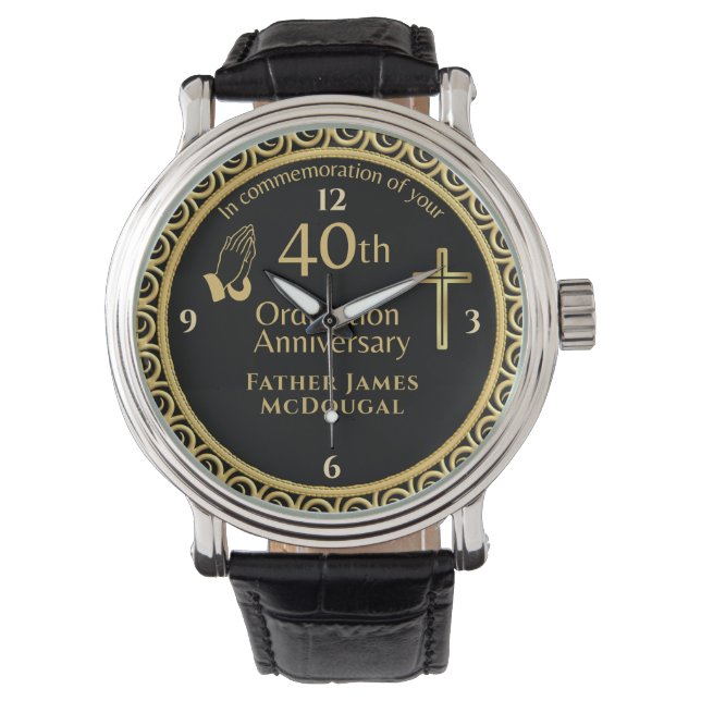 Montre 40E Ordination Anniversaire Prêtre PERSONNALISÉ (devant)