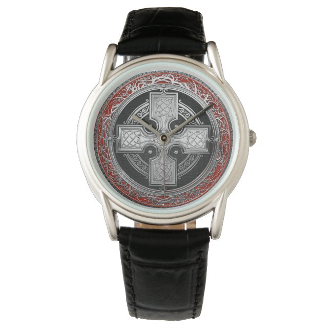 Montre [500] Ancienne Croix de noeud d'argent sacré celti (devant)