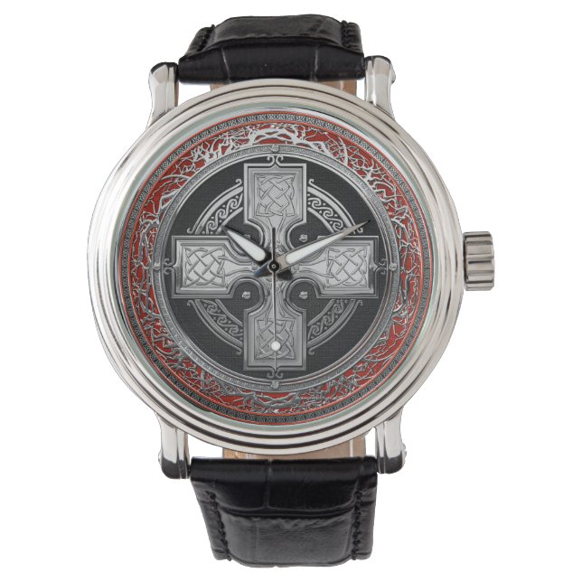 Montre [500] Ancienne Croix de noeud d'argent sacré celti (devant)