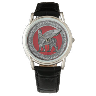 Montre [500] Lion ailé assyrien : Argent et Lamassu noir