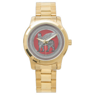 Montre [500] Lion ailé assyrien : Argent et Lamassu noir