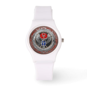 Montre [500] Scarab à ailes en argent sacré égyptien et A