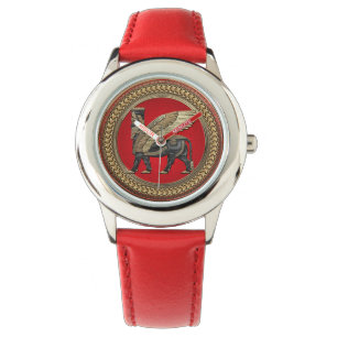 Montre [500] Taureau ailé assyrien : or et lamassu noir