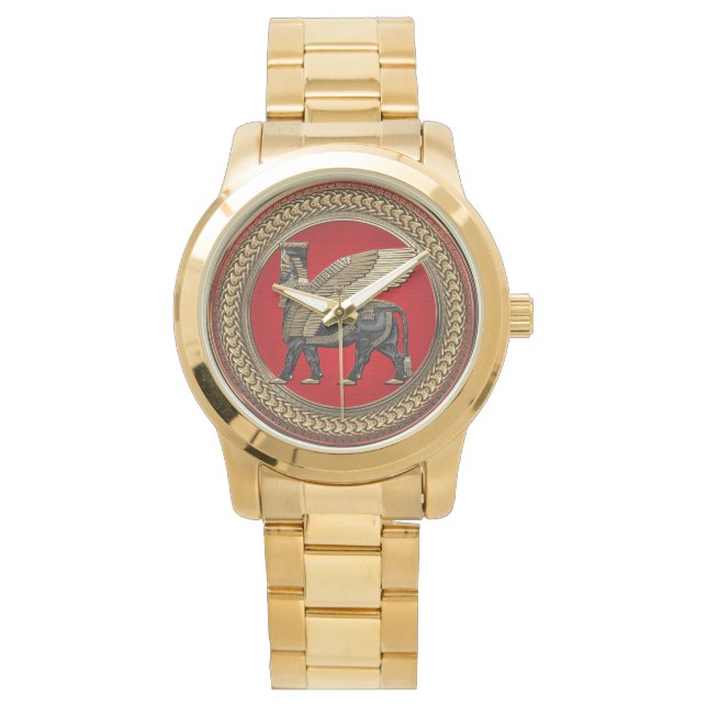 Montre [500] Taureau ailé assyrien : or et lamassu noir (devant)