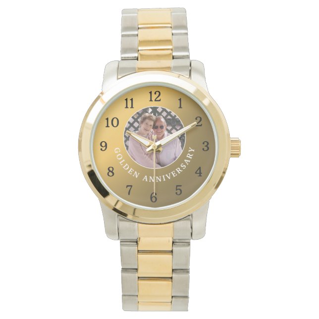 Montre 50e Anniversaire de Mariage d'or Couple Photo Gold (devant)