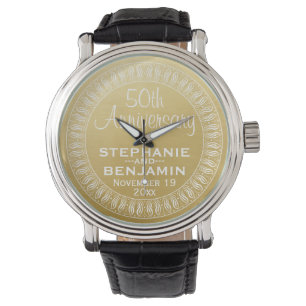 Montre 50e anniversaire du Mariage Or personnalisé