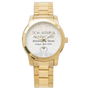Montre 50e anniversaire mariage swans or confetti