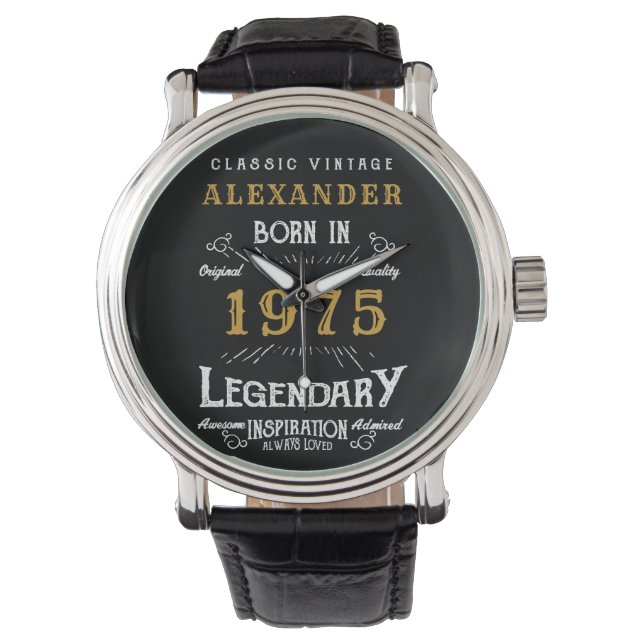 Montre 50e anniversaire personnalisé ou retraite né 1975 (devant)