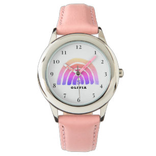 Montre 5e anniversaire 5 ans fille rose arc-en-ciel Boho