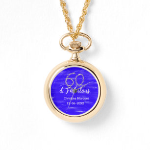 Montre 60 & fabuleux anniversaire bleu argent ajouter nom