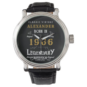 Montre 60e Anniversaire Personnalisé Né 1966 Vintage Noir