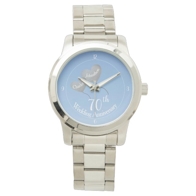 Montre 70e Mariage Platinum Anniversaire ballons cardiaqu (devant)