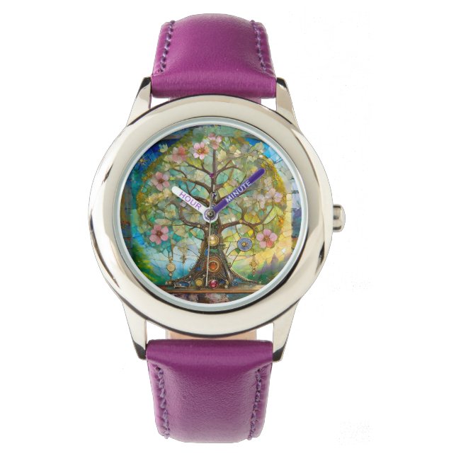 Montre 7 Chakra Fleurissant Arbre De Vie (devant)