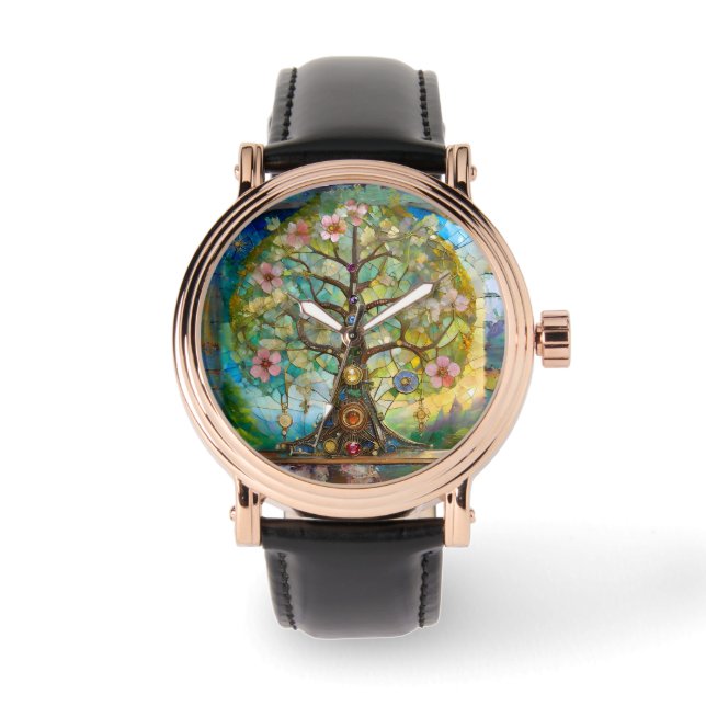 Montre 7 Chakra Fleurissant Arbre De Vie (Recto)