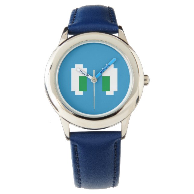 Montre 8 Bits Pixel Manga Yeux verts (devant)