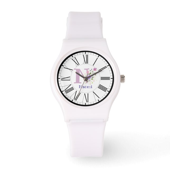 Montre à cadran romain avec initiale et nom (Recto)