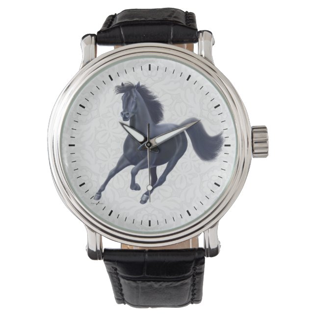 Montre à cheval noir Thoroughbred (devant)