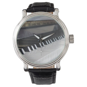 Montre à clés de piano avec bracelet noir