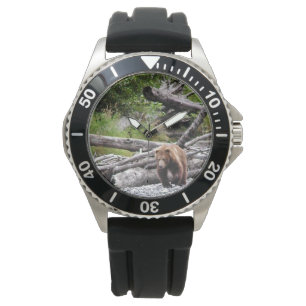 Montre à courroie en caoutchouc pour hommes avec
