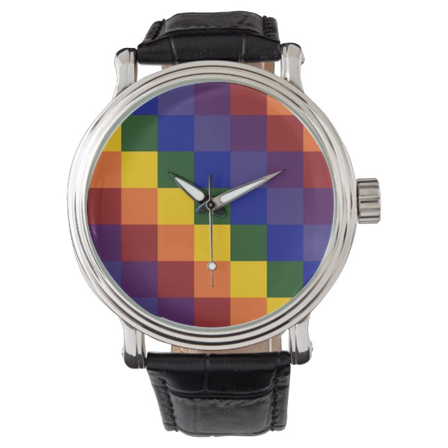 Montre à damiers arc-en-ciel (devant)