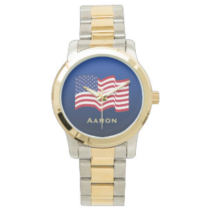 Montre à drapeau américain personnalisée pour homm