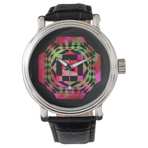 Montre à géométrie déchiquetée multicolore