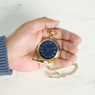 Montre à poche bleu classique