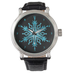 Montre à poignet à flocon bleu glace