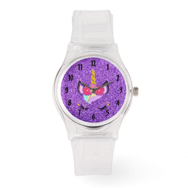Montre à poignet à Parties scintillant violet Unic (Recto)