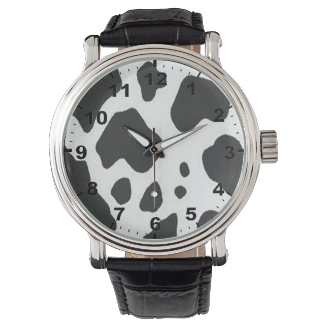 Montre à poignet design "Impression de vache" (devant)