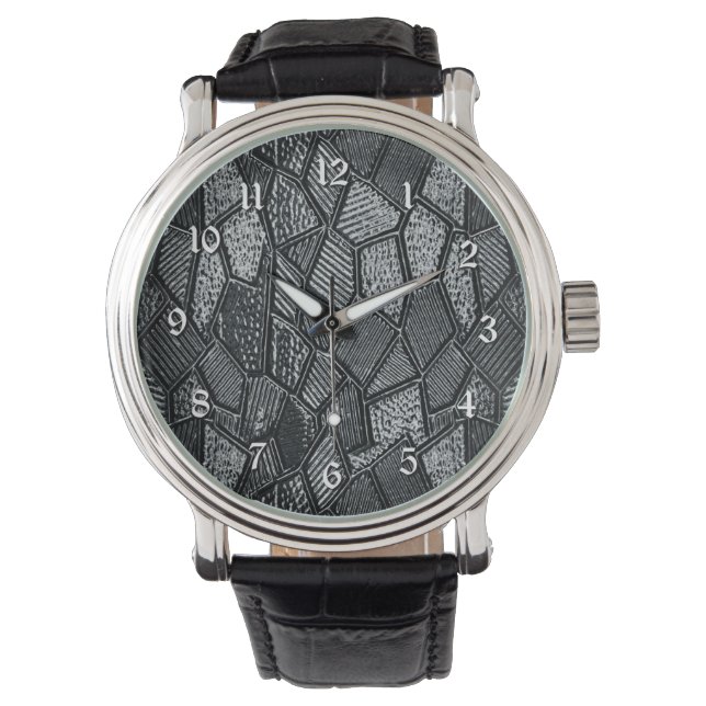 Montre à poignet en mosaïque gris foncé (devant)