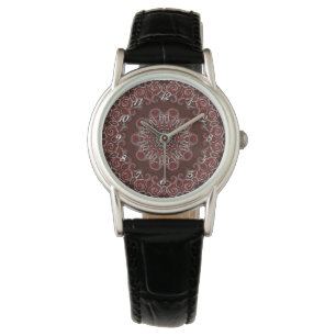 Montre à poignet Mandala rouge orange