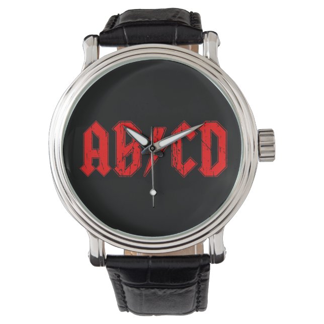 Montre ABCD rock musique drôle symbole faux acdc blague é (devant)