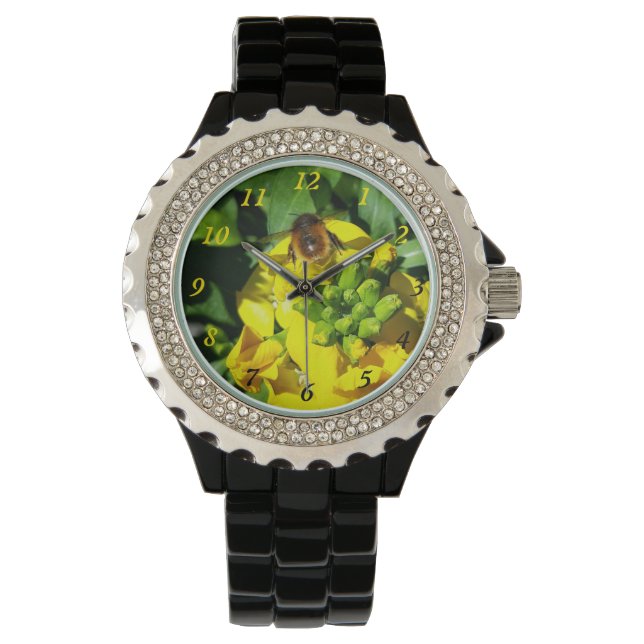 Montre Abeille sur Fleurs Jaunes (devant)