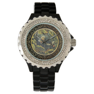 Montre Abeille Vintage et papillon dans le Web de Spider