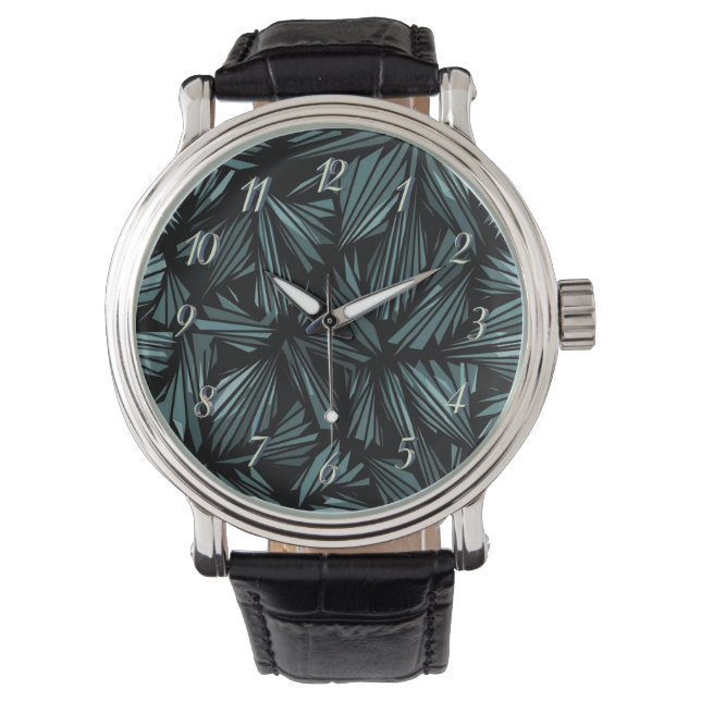 Montre Abstract Shattered Glass Blue Pattern (devant)