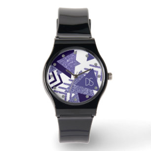 Montre abstrait Cool des années 80   Monogramme de formes