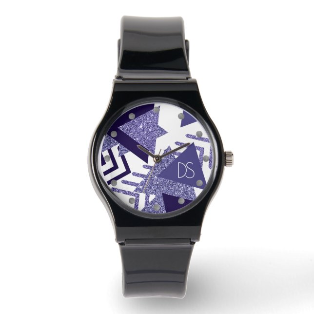 Montre abstrait Cool des années 80 | Monogramme de formes (Recto)