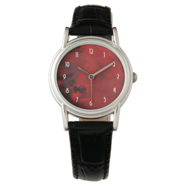 Montre Abstrait noir et rouge moderne - Créatif et Artist (devant)