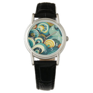 Montre Abstrait rétro coloré les années 70 hippie Waves A