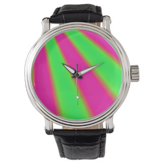 Montre Abstrait rose et vert