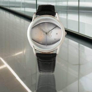Montre Acier brossé avec motif monogramme gravé