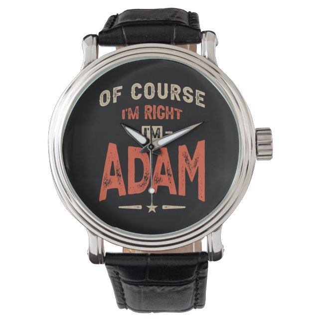 Montre Adam Name Funny Personnalisé Anniversaire Adam (devant)