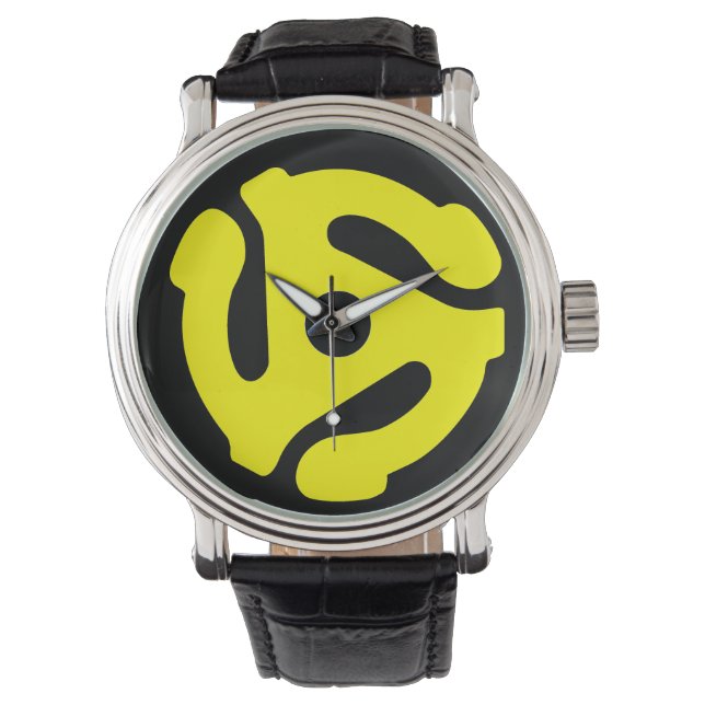 montre adaptateur 45 tr/min (jaune sur noir) (devant)
