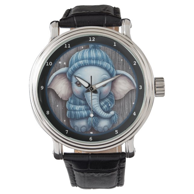 Montre Adorable Baby Elephant in Snowy Scene (devant)