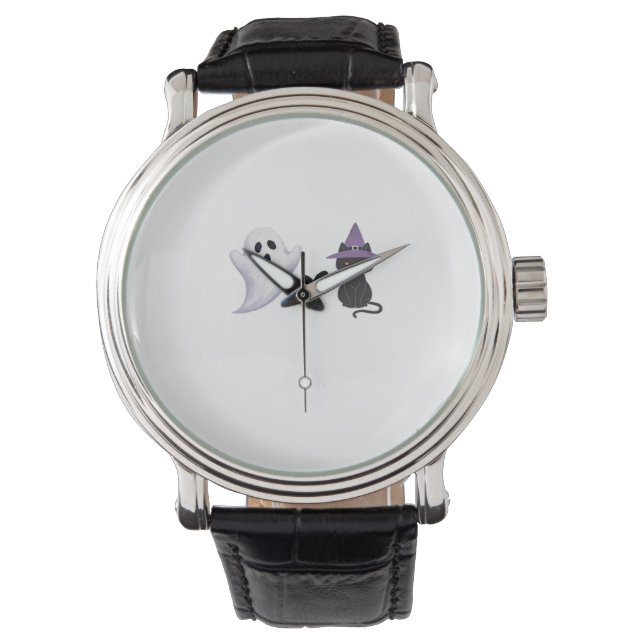 Montre Adorable Halloween Duo Friendly Ghost et Black Ca (devant)