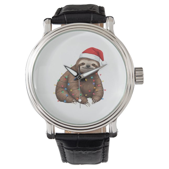 Montre Adorable Sloth enveloppé dans les lumières de vaca (devant)