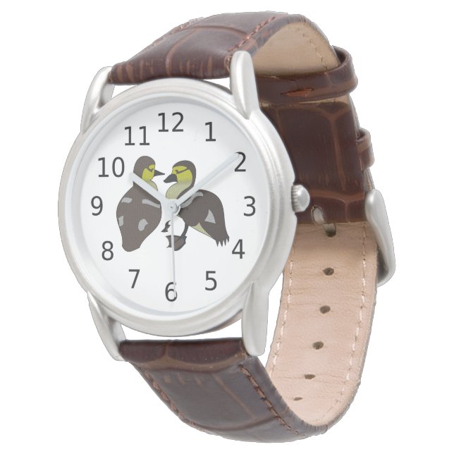 Montre adorable Twin Baby Duckling Huddling Cartoon (Incliné)